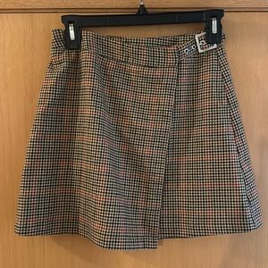 John Galt Brandy Melville Women’s Plaid Wrap Mini Skirt Academia Tan One Size